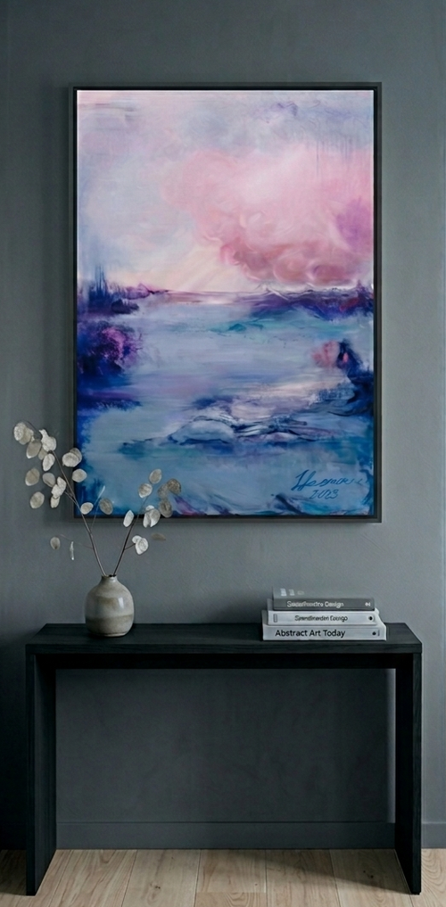 Depth abstract print 70×100 cm displayed in an entry hall - Stillpower fine art
