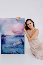 Zane Lasmane with the original Depth painting - Stillpower Studio
