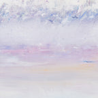 Morning Mist - detail of original oil on canvas painting by Zane Lasmane, pale rose and muted blue tones