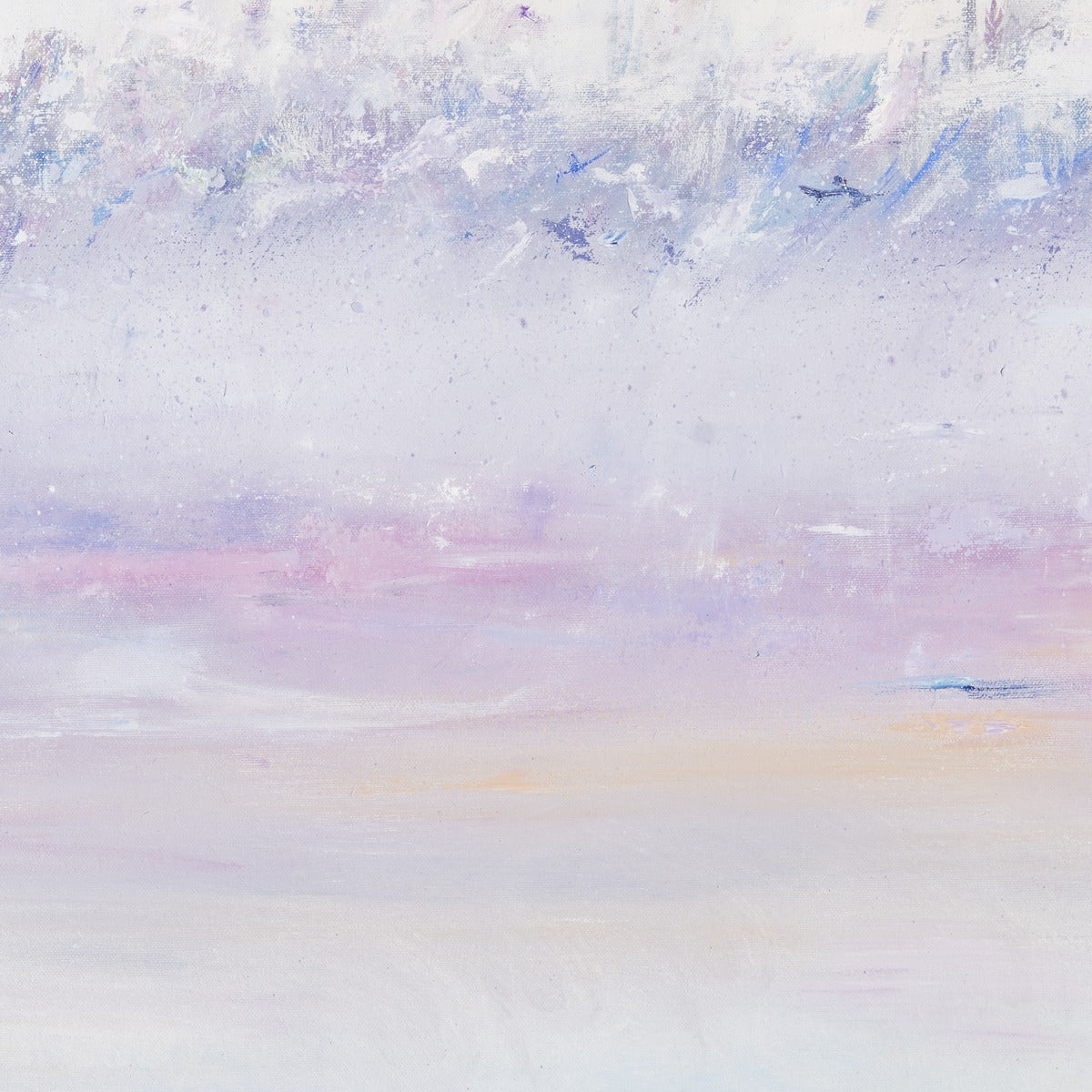 Morning Mist - detail of original oil on canvas painting by Zane Lasmane, pale rose and muted blue tones
