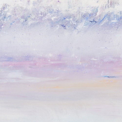 Morning Mist - detail of original oil on canvas painting by Zane Lasmane, pale rose and muted blue tones