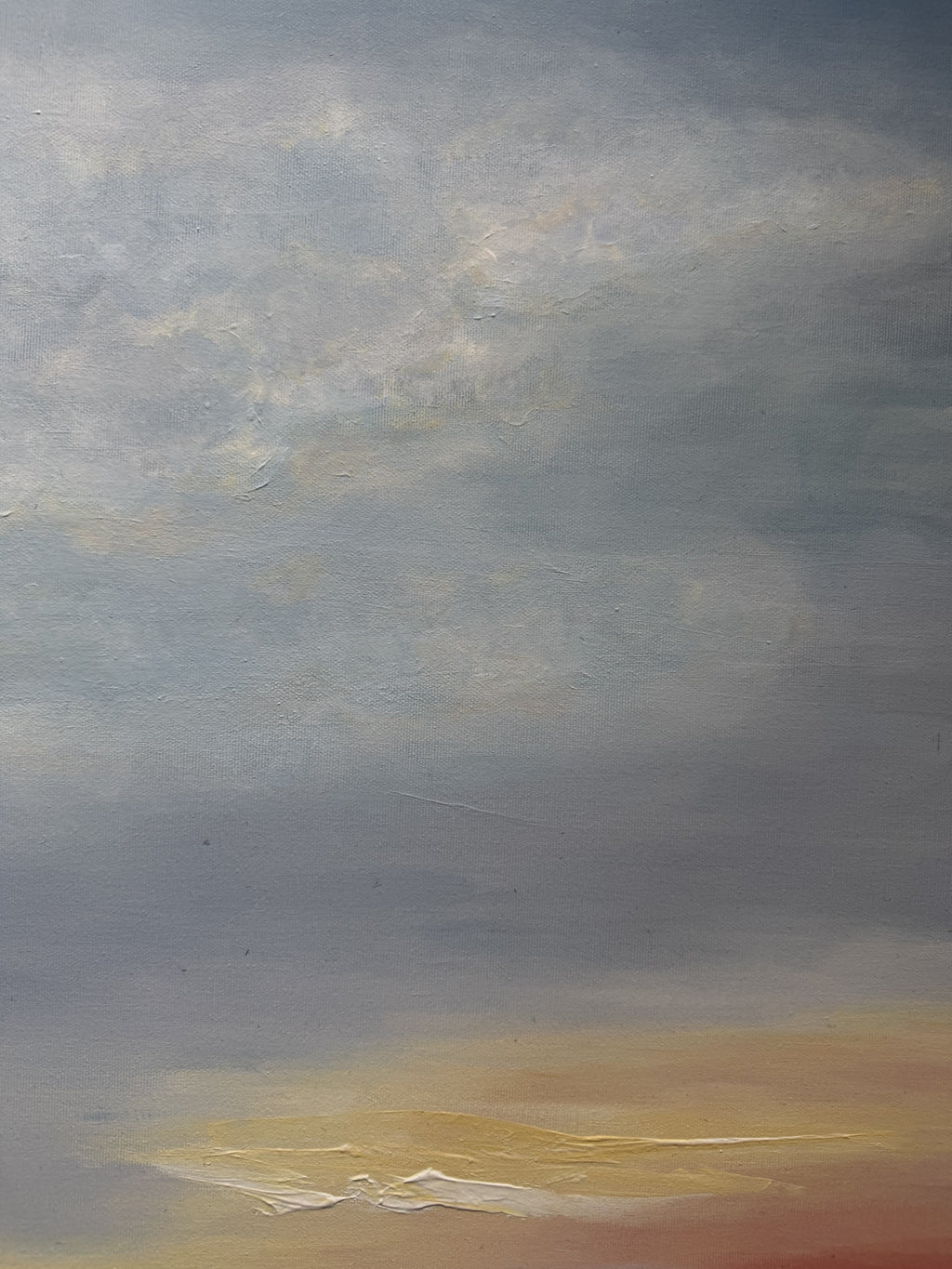 Detail crop of the original painting "Rising", acrylic on canvas by artist Zane Lasmane
